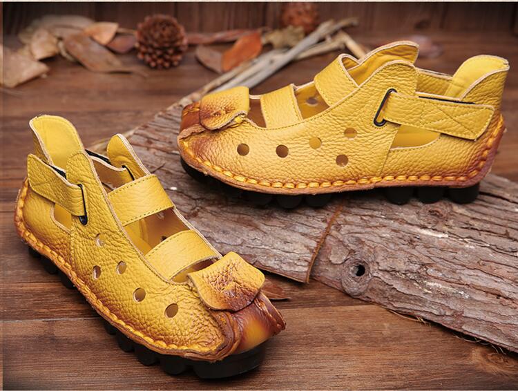 Women's Retro Chic Genuine Leather Roman Style Sandals