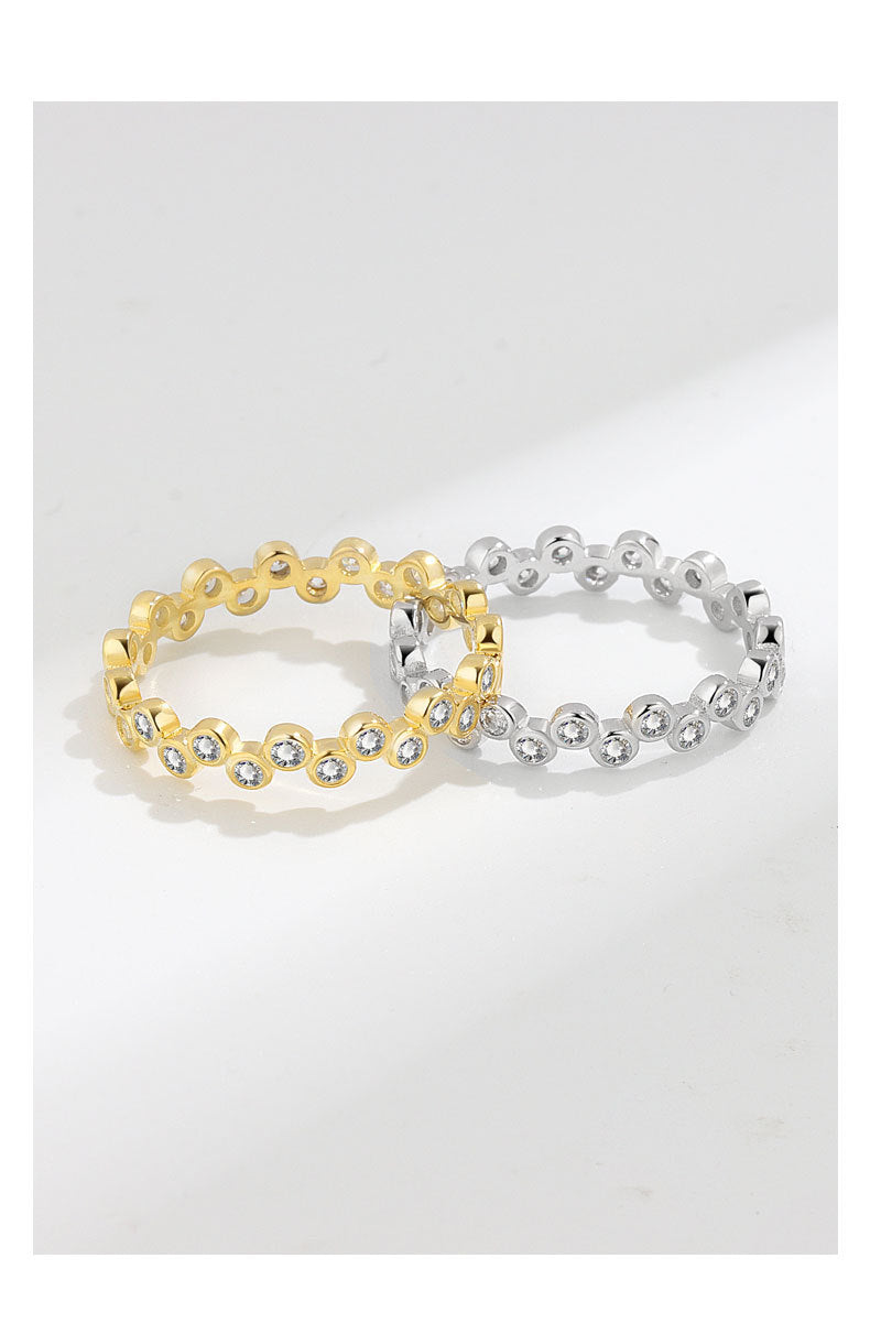 18K Gold Plated 925 Sterling Silver Zircon Round Rings 925 Sterling Silver Rings
