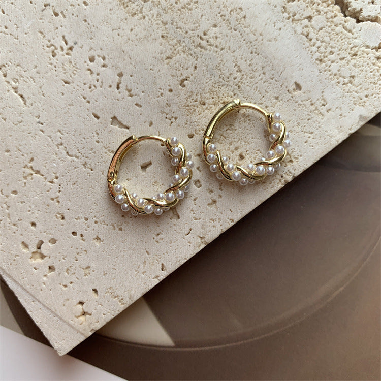 1 Pair 925 Sterling Silver Artificial Pearls 925 Sterling Silver Earrings Geometric Earrings