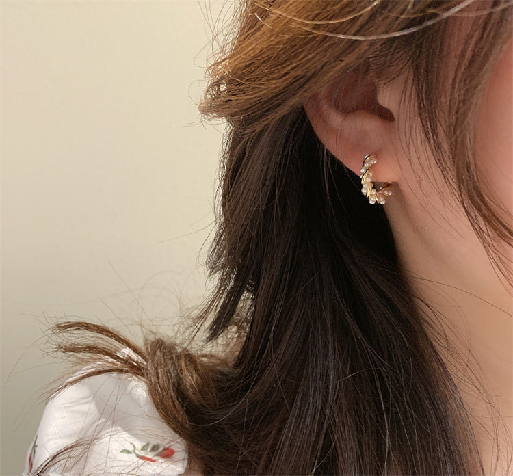 1 Pair 925 Sterling Silver Artificial Pearls 925 Sterling Silver Earrings Geometric Earrings