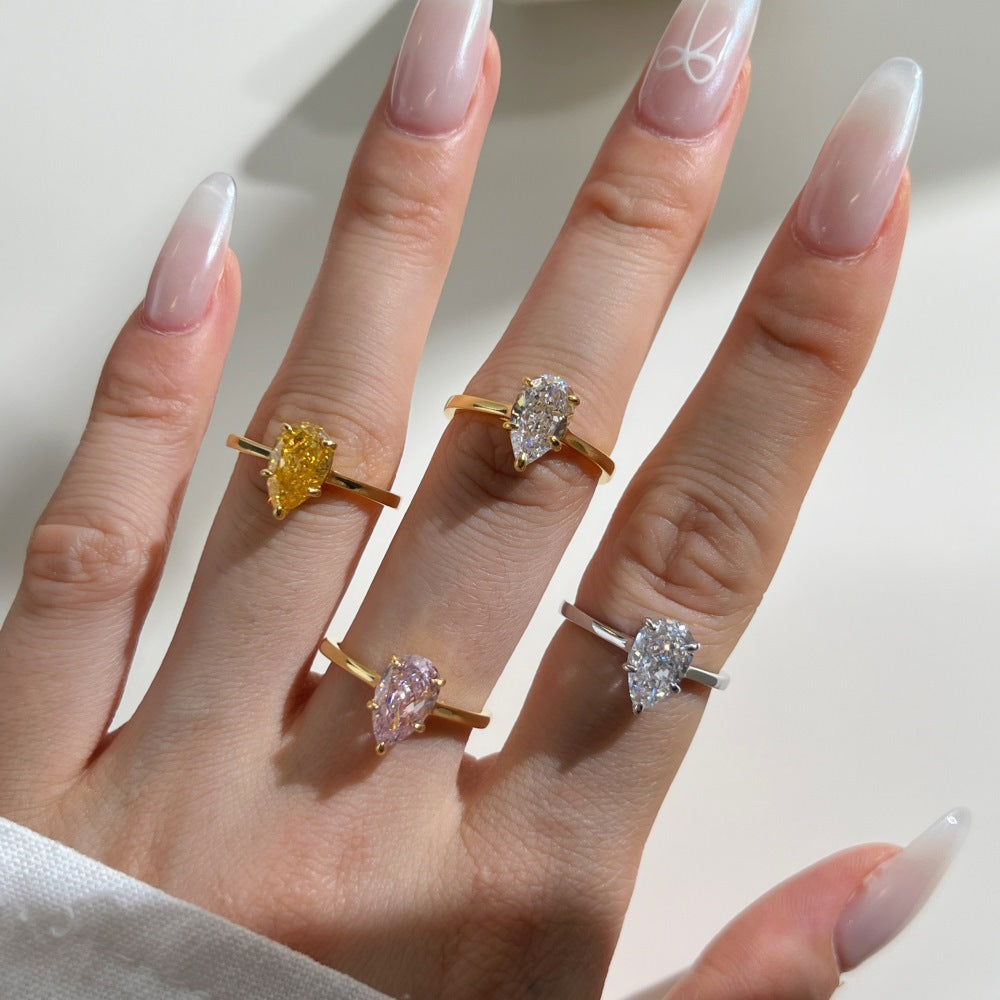 925 Sterling Silver Zircon Geometric Rings 925 Sterling Silver Rings