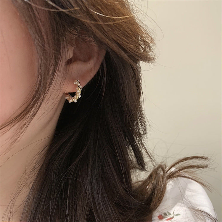1 Pair 925 Sterling Silver Artificial Pearls 925 Sterling Silver Earrings Geometric Earrings