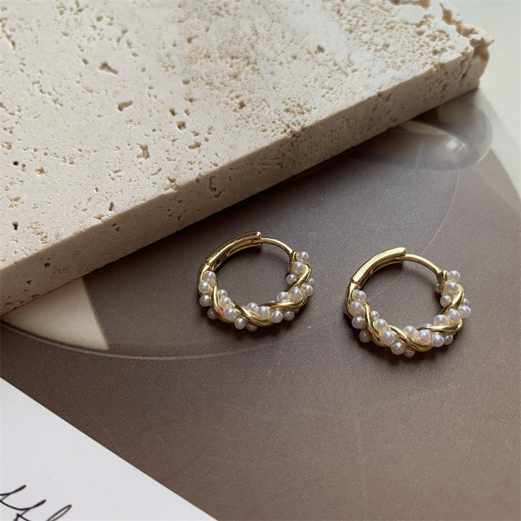 1 Pair 925 Sterling Silver Artificial Pearls 925 Sterling Silver Earrings Geometric Earrings