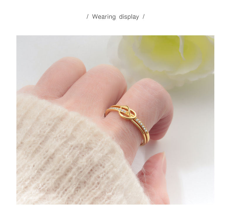 18K Gold Plated 925 Sterling Silver Zircon Knot Rings 925 Sterling Silver Rings