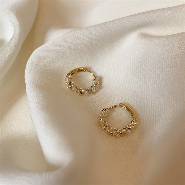 1 Pair 925 Sterling Silver Artificial Pearls 925 Sterling Silver Earrings Geometric Earrings