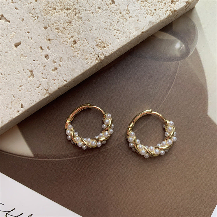 1 Pair 925 Sterling Silver Artificial Pearls 925 Sterling Silver Earrings Geometric Earrings