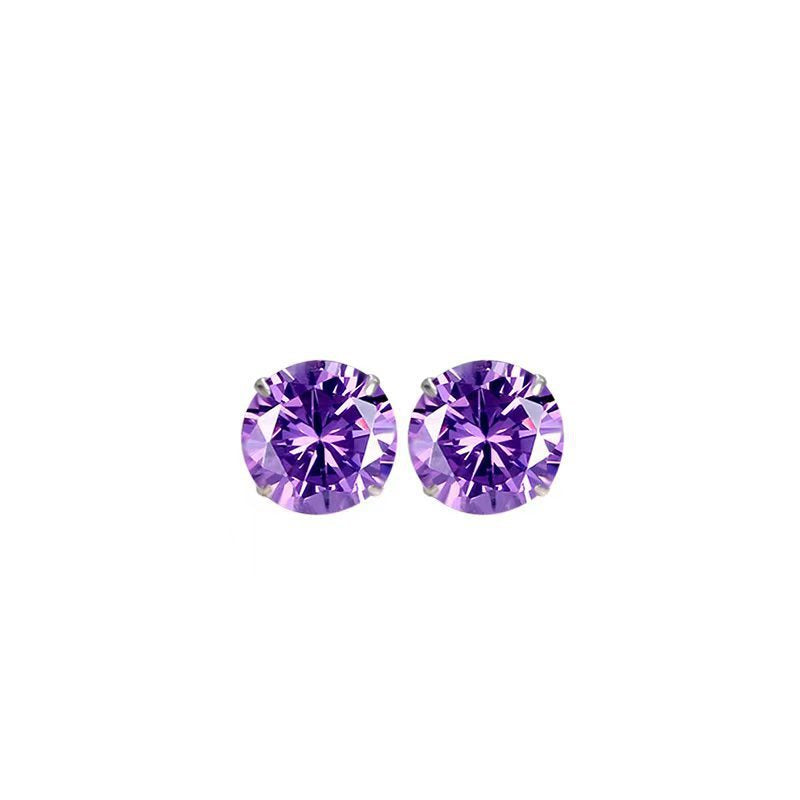 1 Pair 925 Sterling Silver Zircon 925 Sterling Silver Earrings Geometric Ear Studs