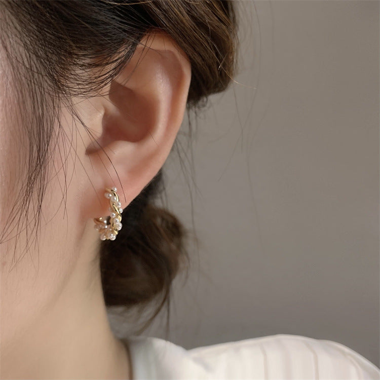 1 Pair 925 Sterling Silver Artificial Pearls 925 Sterling Silver Earrings Geometric Earrings