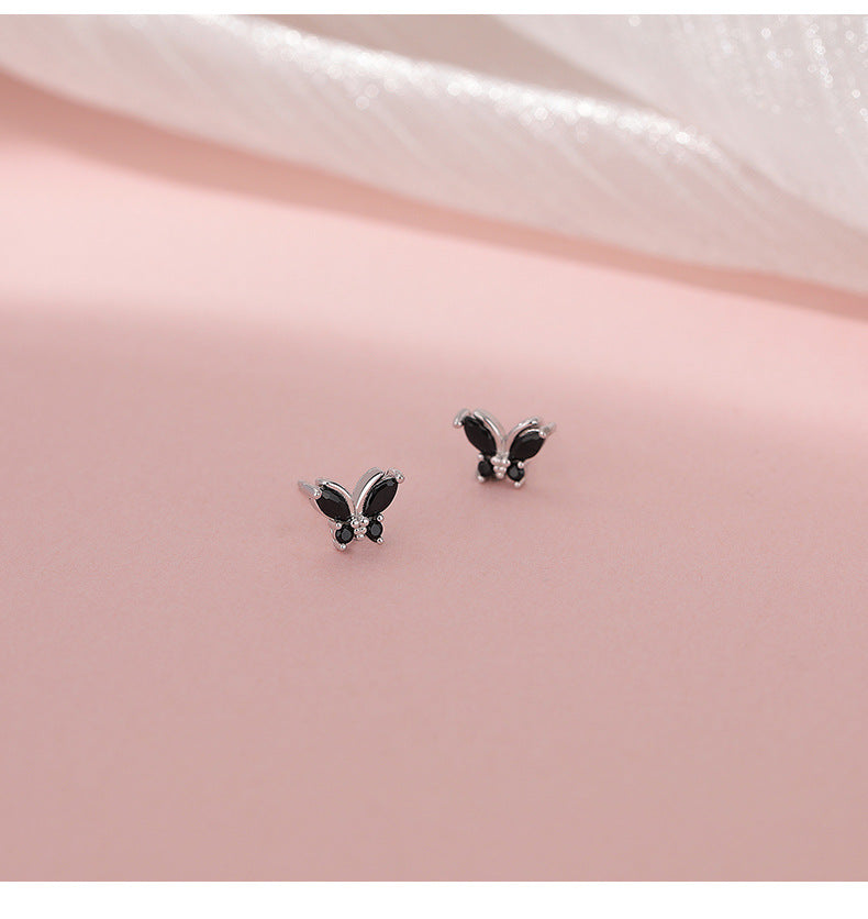 1 Pair 925 Sterling Silver Zircon 925 Sterling Silver Earrings Butterfly Earrings