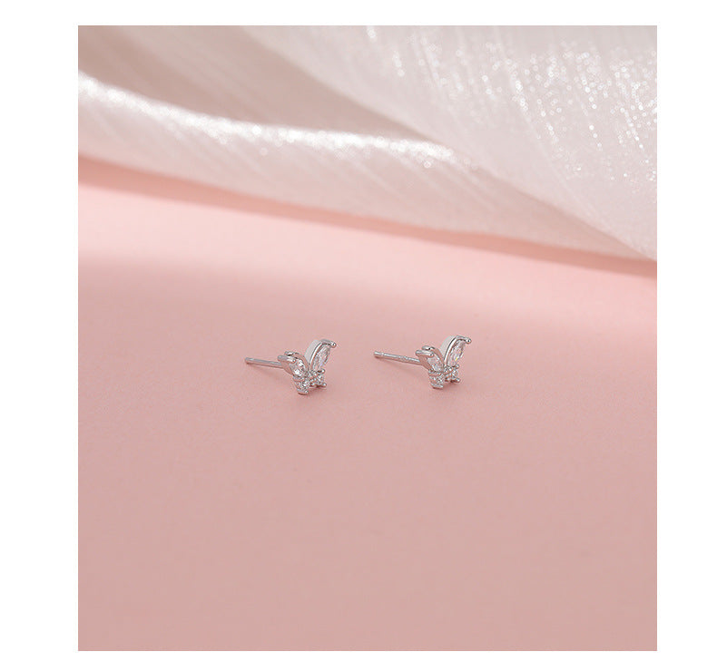 1 Pair 925 Sterling Silver Zircon 925 Sterling Silver Earrings Butterfly Earrings