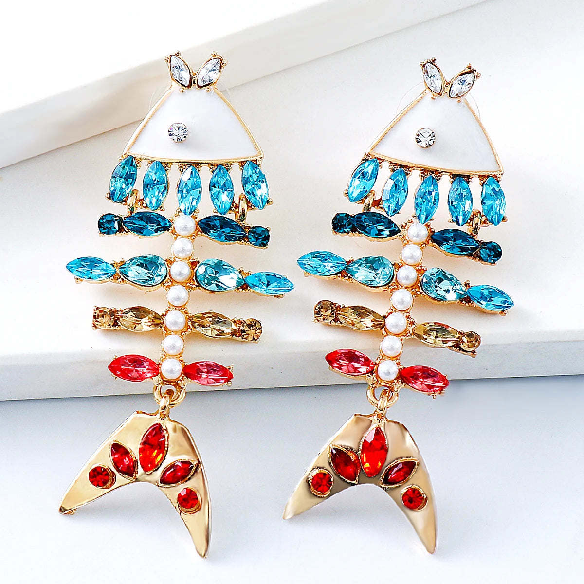"Vivacious Verve" Rhinestone Fishbone Earrings