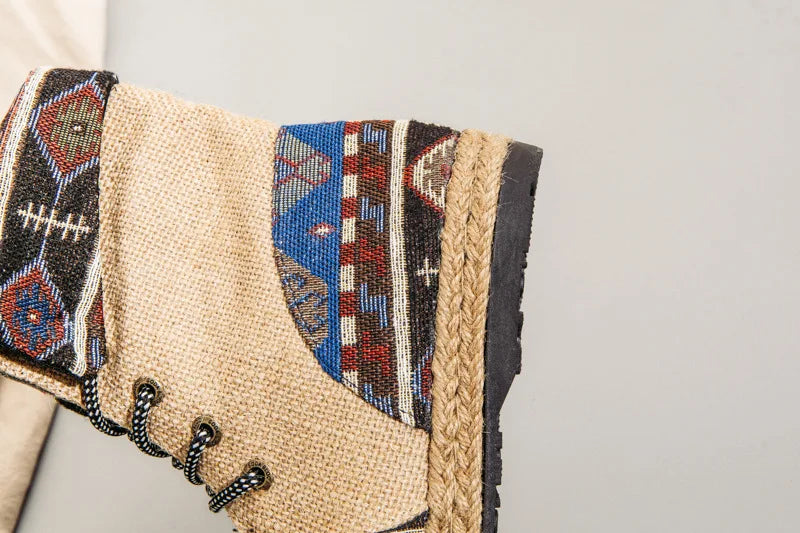 Bohemian Rhapsody Canvas Print Boots - A Non-Leather Alternative for Style