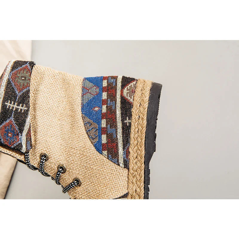 Bohemian Rhapsody Canvas Print Boots - A Non-Leather Alternative for Style