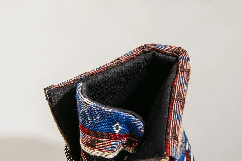 Bohemian Rhapsody Canvas Print Boots - A Non-Leather Alternative for Style