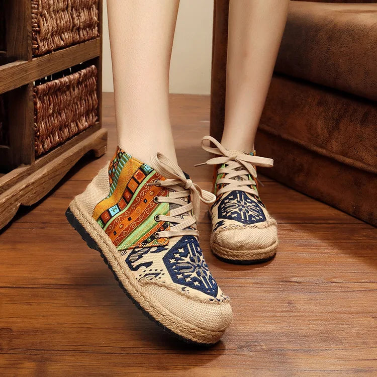 Bohemian Rhapsody Canvas Print Boots - A Non-Leather Alternative for Style