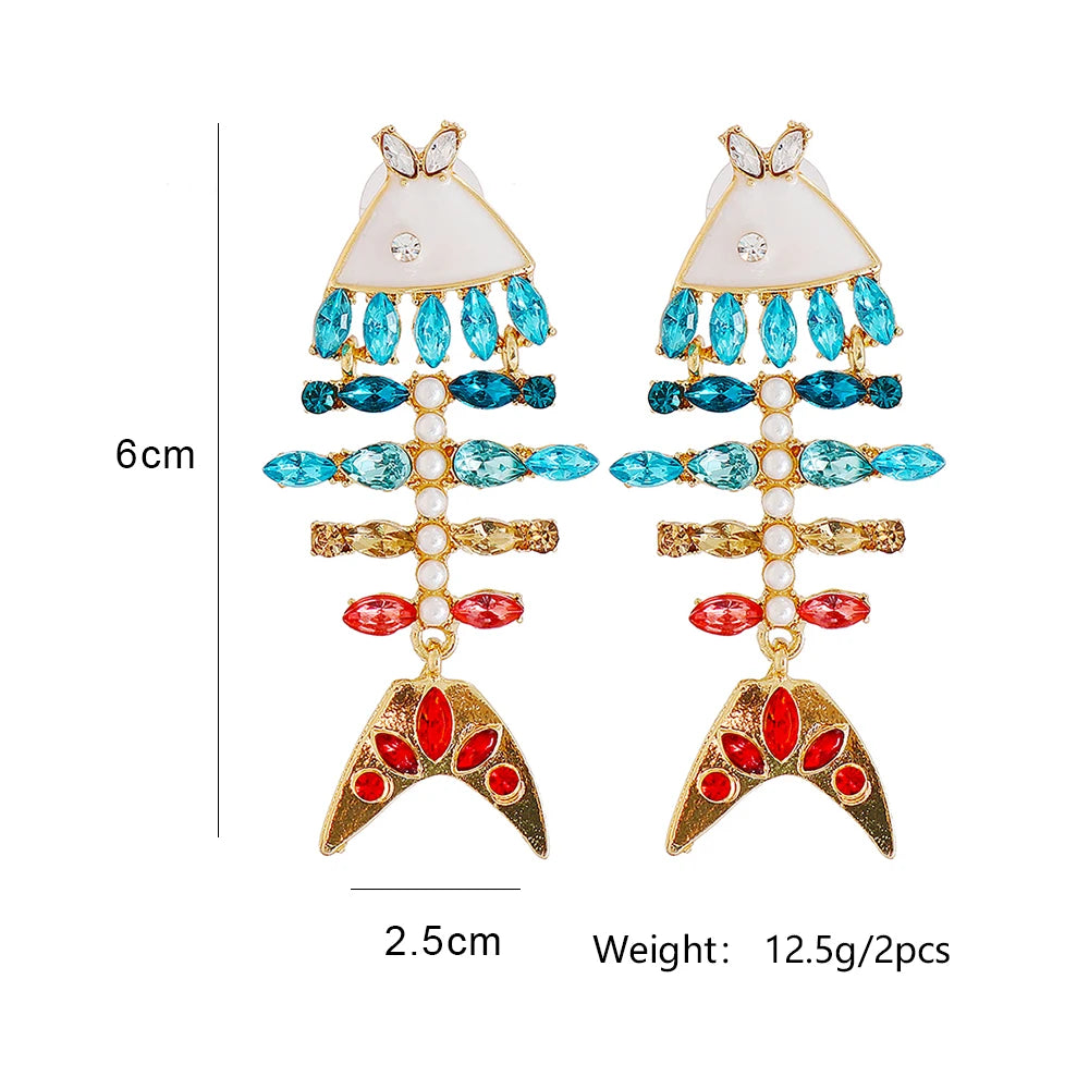 "Vivacious Verve" Rhinestone Fishbone Earrings