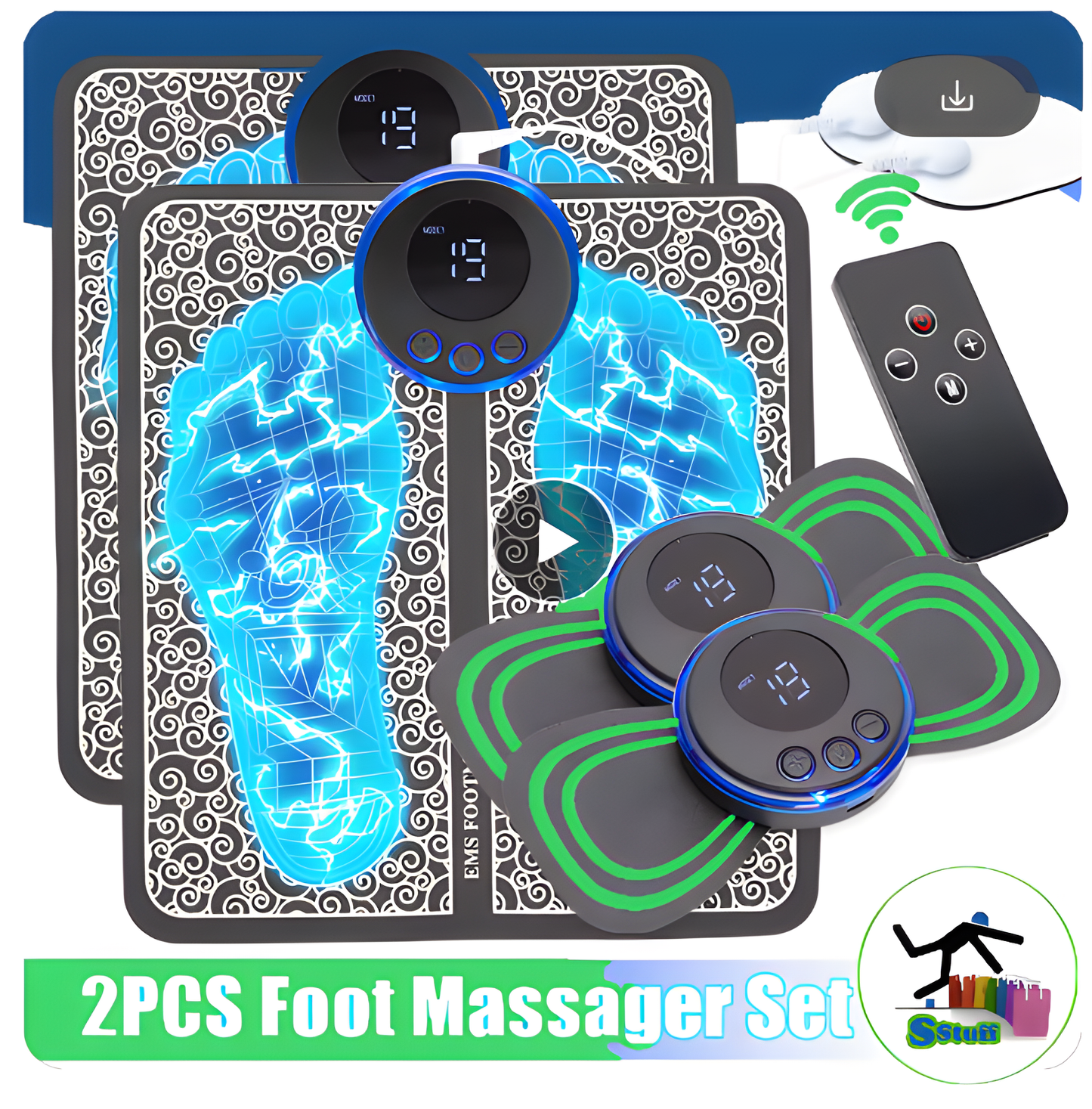 Foot Finesse Foness Set - Acupoints Muscle Stimulation Improve Blood Circulation Relief Neuropathy Relaxing Massage Foness Bundle