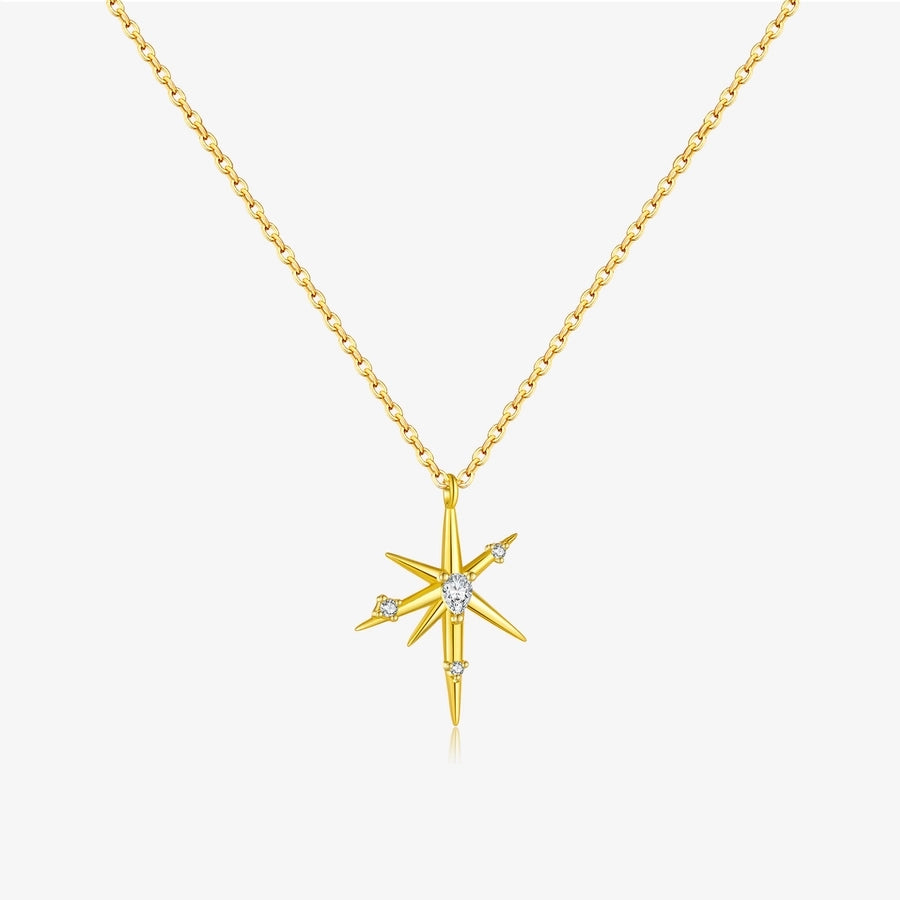 925 Sterling Silver Zircon cable chain Geometric Pendant Necklace