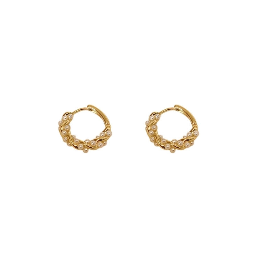 1 Pair 925 Sterling Silver Artificial Pearls 925 Sterling Silver Earrings Geometric Earrings