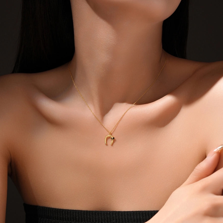 S925 Sterling Silver U-Shaped Design Flower Necklace Earrings Vintage Circle Earrings Simple Clavicle Chain