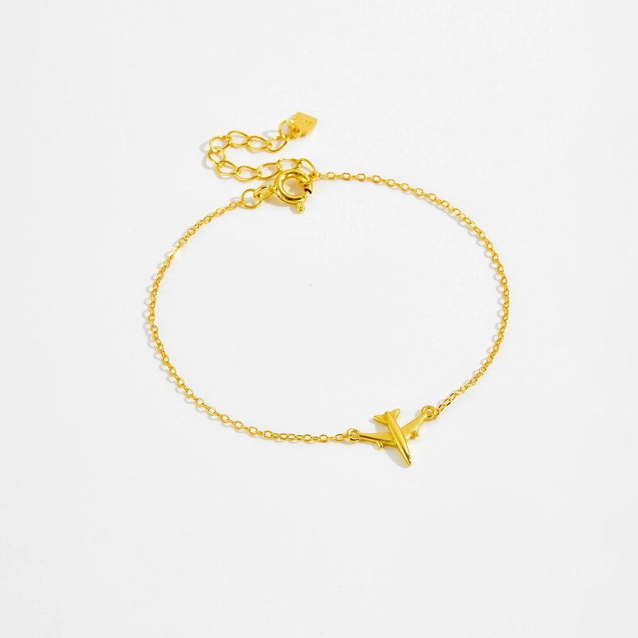 S925 Sterling Silver Necklace Bracelet Aircraft Design Pendant Retro Simplicity Clavicle Chain Jewelry