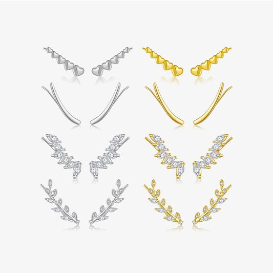 1 Pair 18K Gold Plated White Gold Plated 925 Sterling Silver Zircon 925 Sterling Silver Earrings Geometric Ear Studs