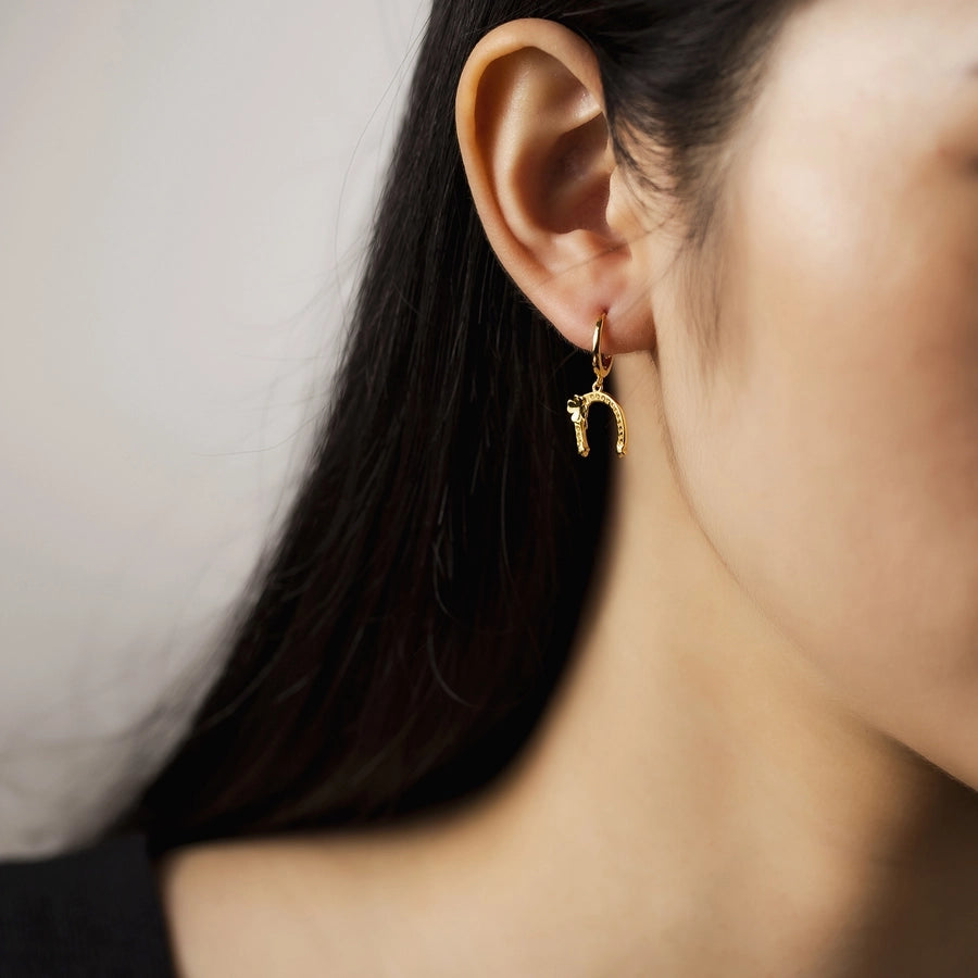 S925 Sterling Silver U-Shaped Design Flower Necklace Earrings Vintage Circle Earrings Simple Clavicle Chain
