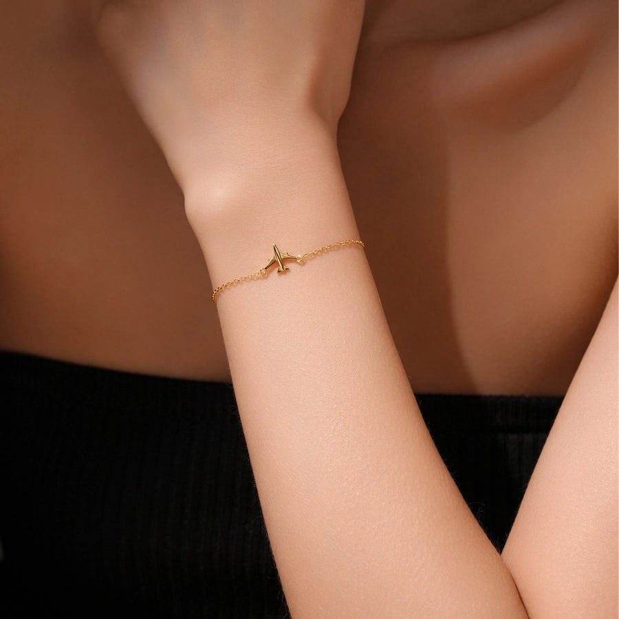 S925 Sterling Silver Necklace Bracelet Aircraft Design Pendant Retro Simplicity Clavicle Chain Jewelry