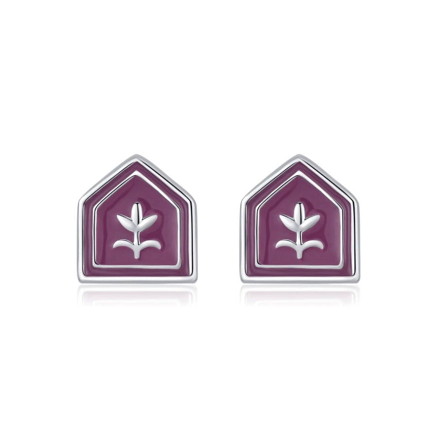 1 Pair Rhodium Plated 925 Sterling Silver 925 Sterling Silver Earrings Badge Flower Ear Studs