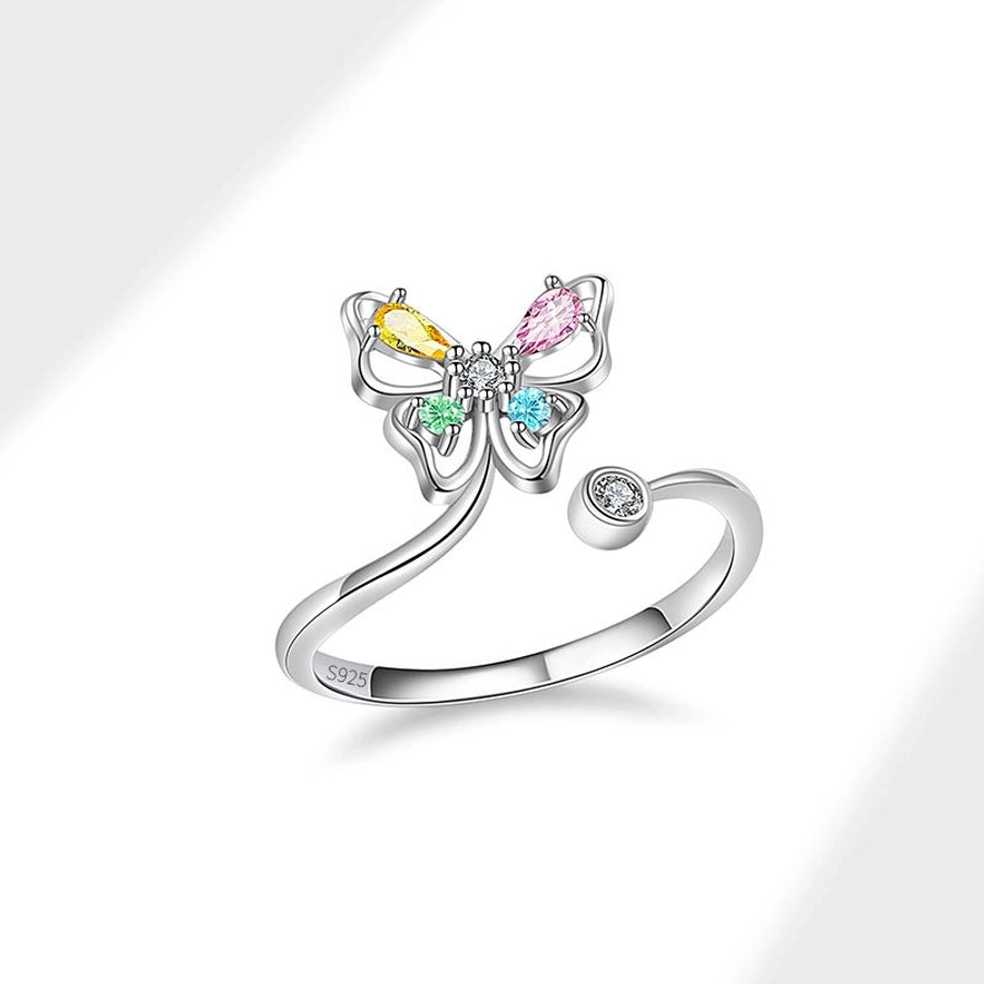 925 Sterling Silver Flash Colorful Crystals Butterfly Studs Female Sweet Cute and Compact Mini Colored Gems Eardrops Earrings Generation Hair