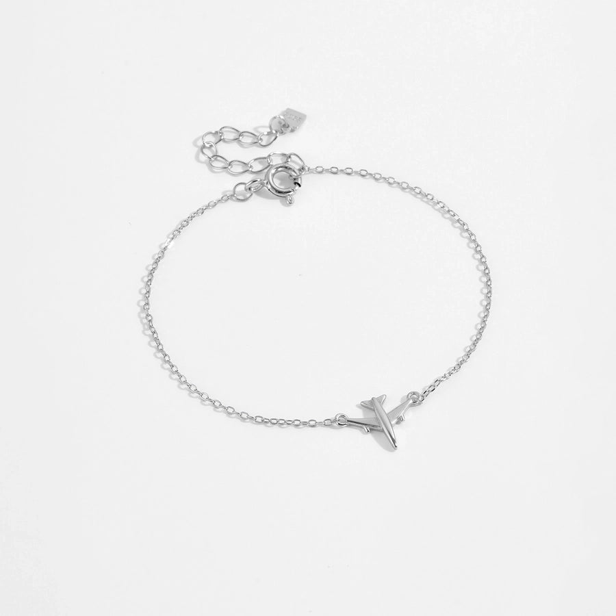 S925 Sterling Silver Necklace Bracelet Aircraft Design Pendant Retro Simplicity Clavicle Chain Jewelry