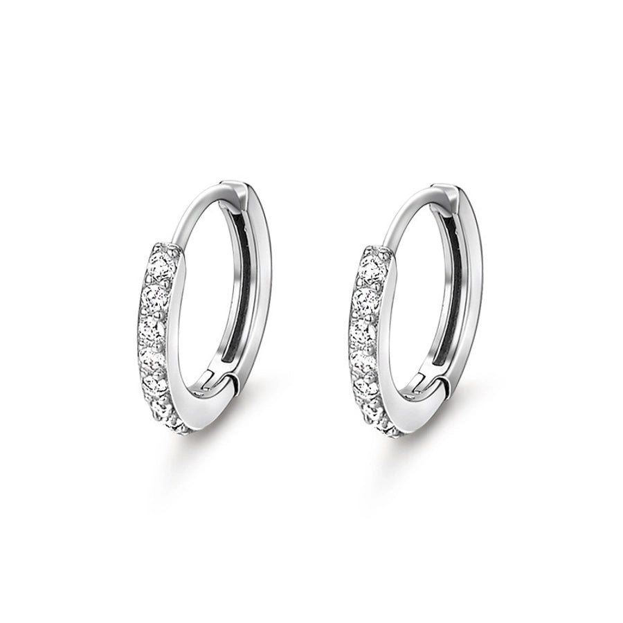 1 Pair S999 Silver Zircon 925 Sterling Silver Earrings Geometric Earrings