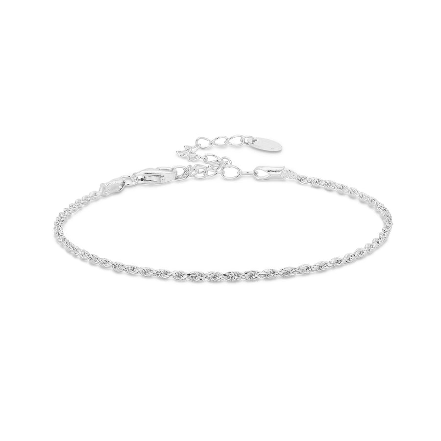 925 Sterling Silver Twisted Rope Chain Bracelets Simple Style