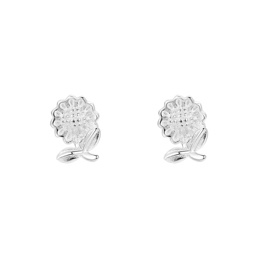 1 Pair 925 Sterling Silver 925 Sterling Silver Earrings Sunflower Ear Studs