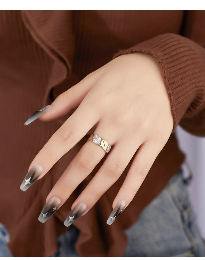 18K Gold Plated White Gold Plated 925 Sterling Silver Zircon Irregular Leaves Open Rings 925 Sterling Silver Rings