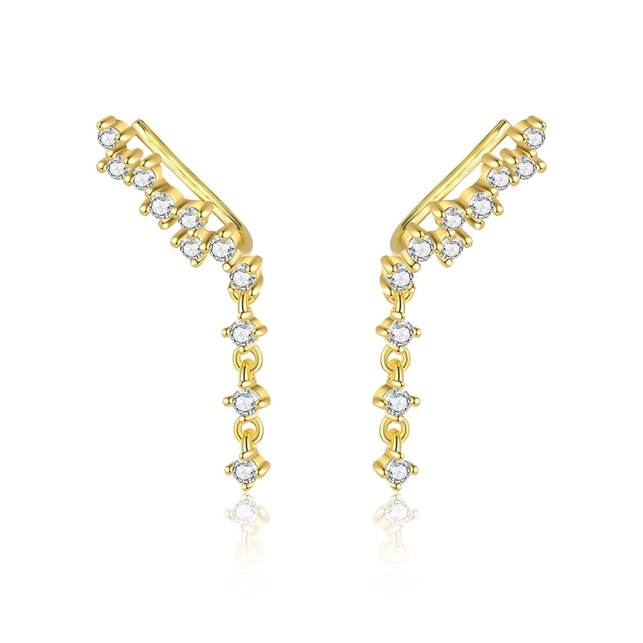 1 Pair 925 Sterling Silver Zircon 925 Sterling Silver Earrings Tassel Ear Cuffs