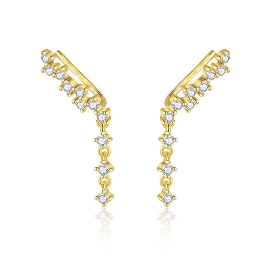 1 Pair 925 Sterling Silver Zircon 925 Sterling Silver Earrings Tassel Ear Cuffs