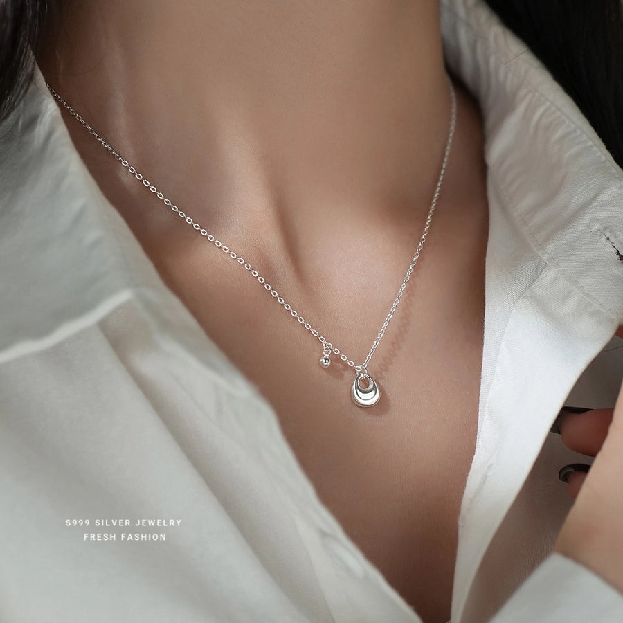 S999 Silver cable chain Plating Silver Lump Pendant Necklace