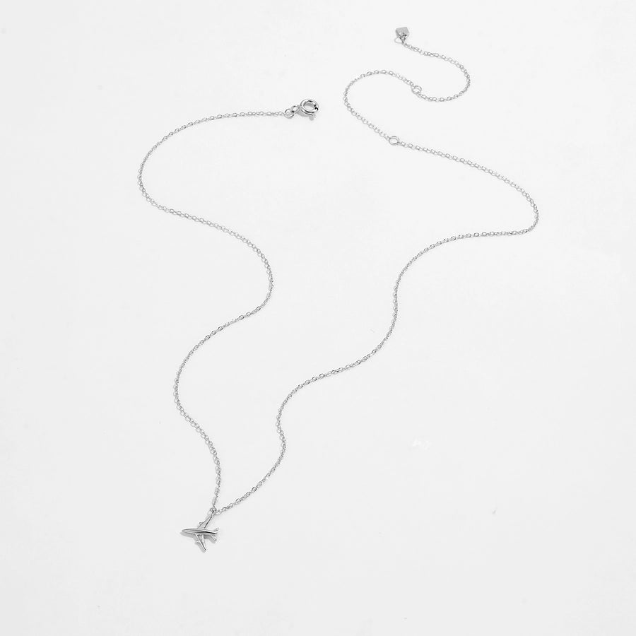 S925 Sterling Silver Necklace Bracelet Aircraft Design Pendant Retro Simplicity Clavicle Chain Jewelry