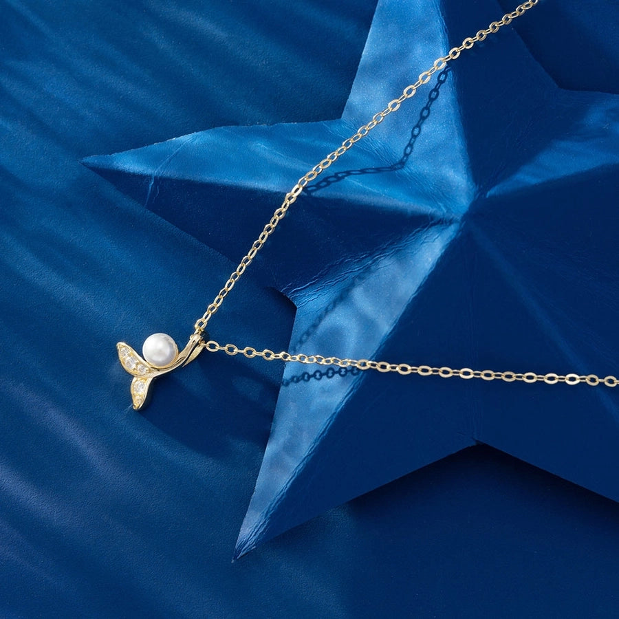 925 Sterling Silver Plated Zircon cable chain Fish Tail Necklace