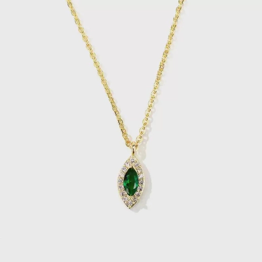925 Sterling Silver Zircon cable chain Inlay Geometric Pendant Necklace