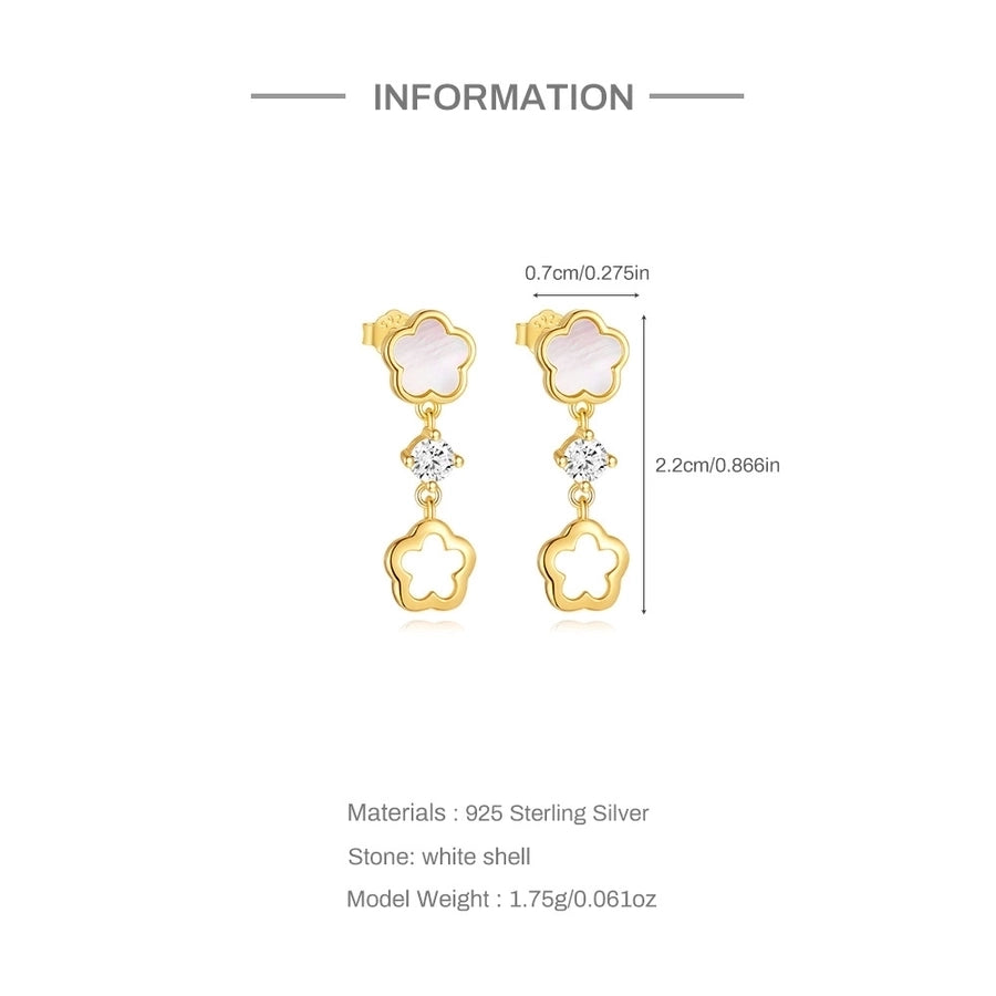 S925 Sterling Silver Petal White Shell Refined Rhinestone Clavicle Necklace Hollow Stud Earrings Suit Best Seller in   Jewelry