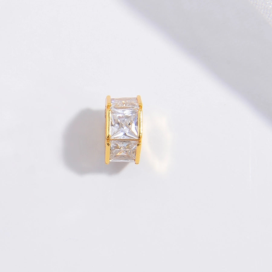 S925 Sterling Silver T Square Diamond Hollow Bead Separate/Loose Beads Handmade DIY Large Hole as Right as Rain Barrel Beads Bead Accessories Sz73