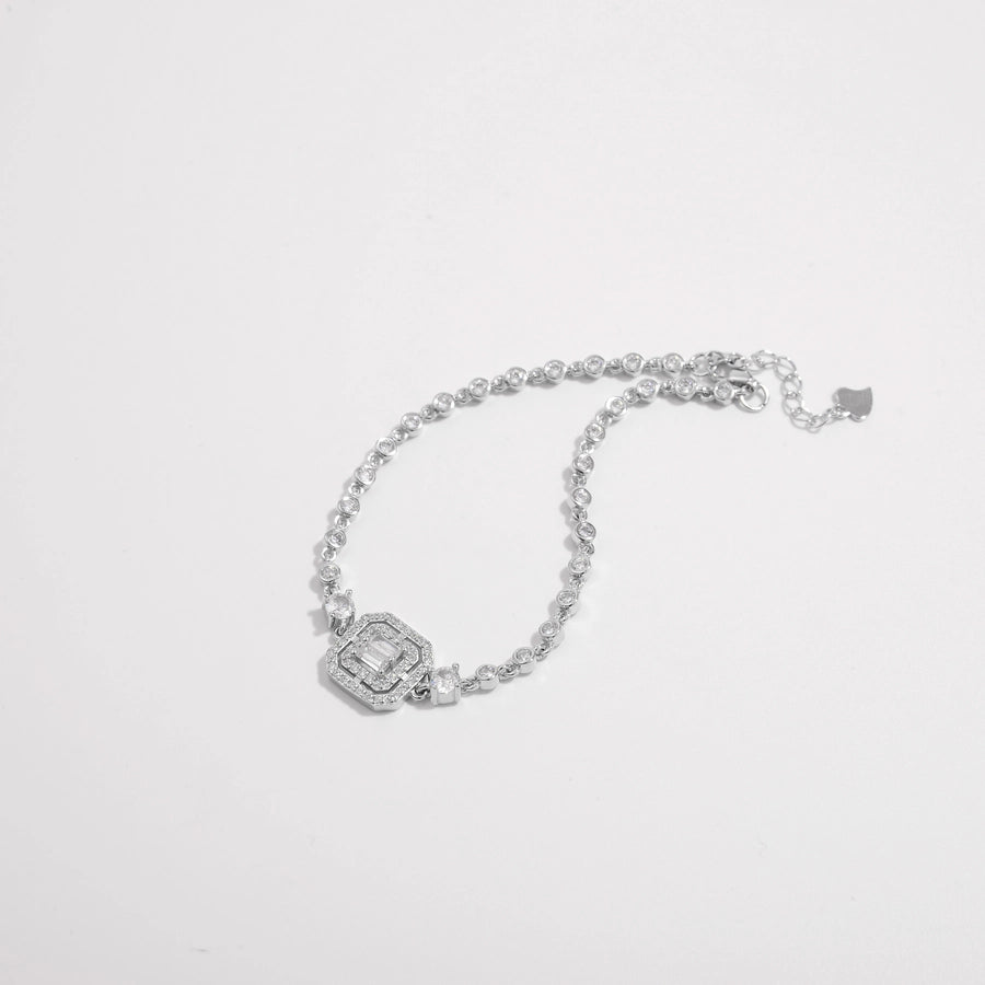 925 Sterling Silver Tennis Chain Bracelets Glam Romantic Shiny