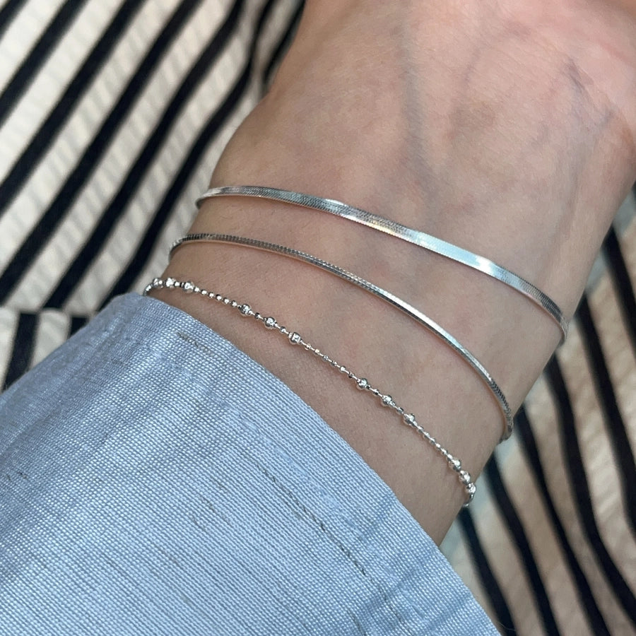 925 Sterling Silver Beaded Chain snake chain Bracelets Elegant Simple Style