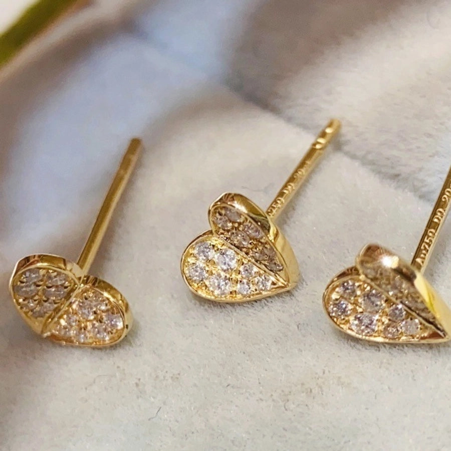 1 Pair 925 Sterling Silver 925 Sterling Silver Earrings Heart Shape Ear Studs