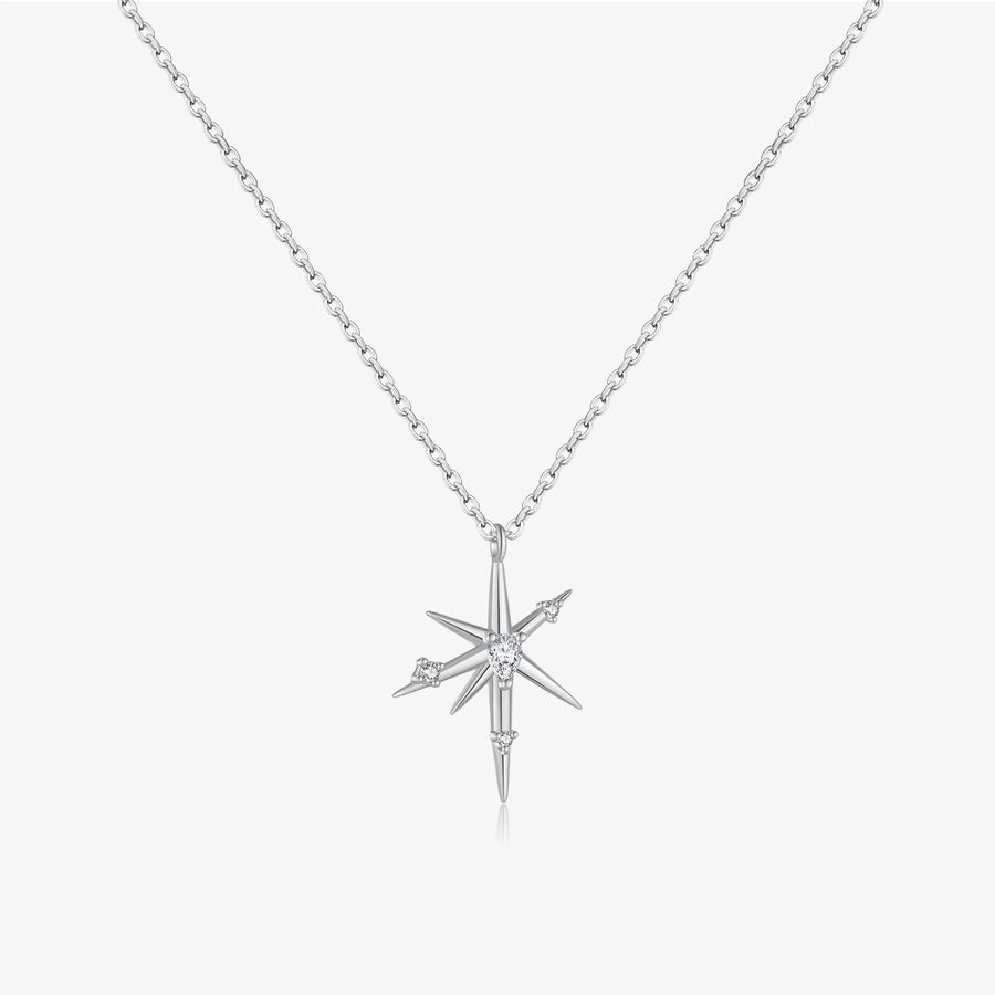 925 Sterling Silver Zircon cable chain Geometric Pendant Necklace