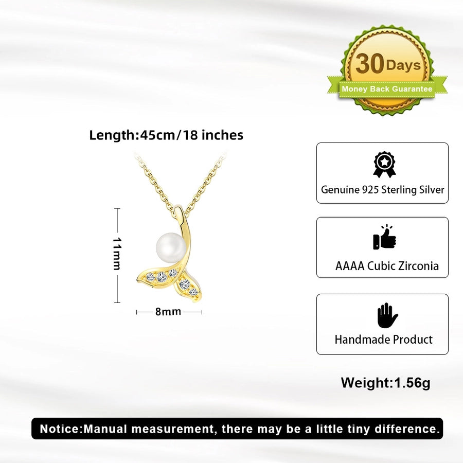 925 Sterling Silver Plated Zircon cable chain Fish Tail Necklace