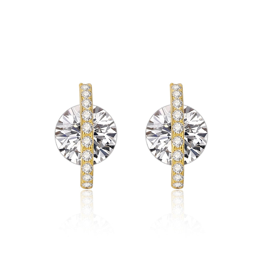 1 Pair 925 Sterling Silver Zircon 925 Sterling Silver Earrings Geometric Ear Studs