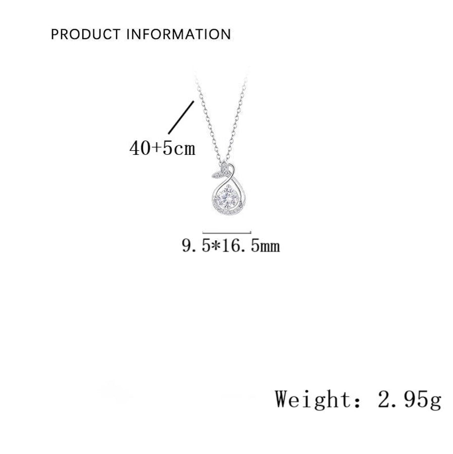 S999 Silver Zircon cable chain Plating Fish Tail Pendant Necklace